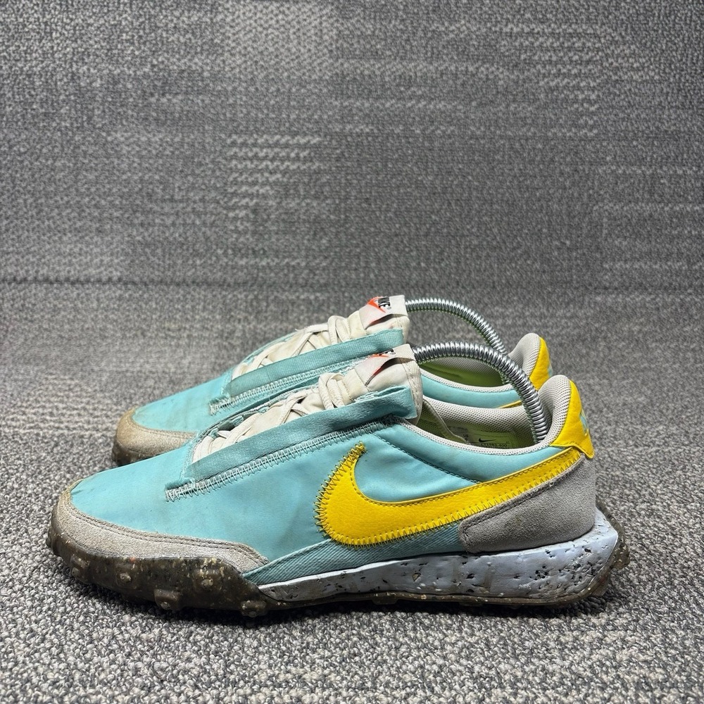 Nike Waffle Racer Crater Women's 9 Bleached Aqua Yellow Shoes CT1983-400